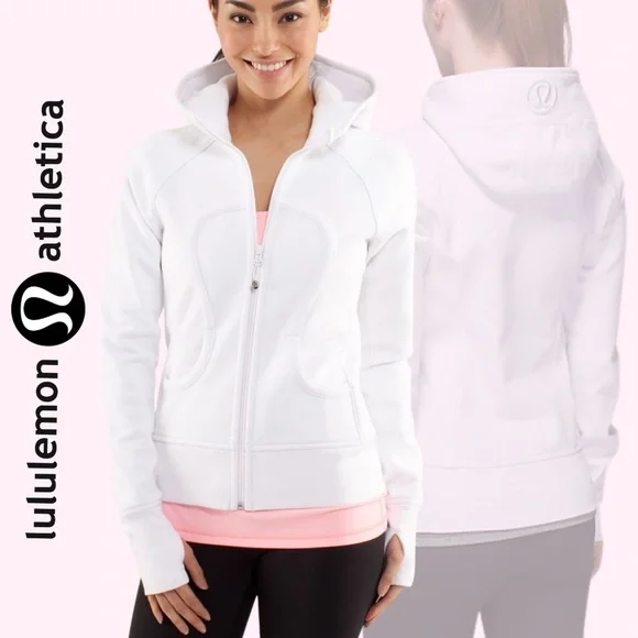 lululemon athletica Sweaters Lululemon White Scuba Hoodie Long Sleeve Athletic Sweater Poshmark